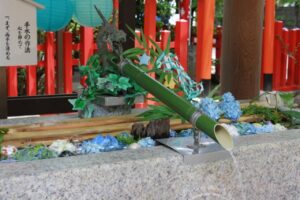 新田神社の花手水