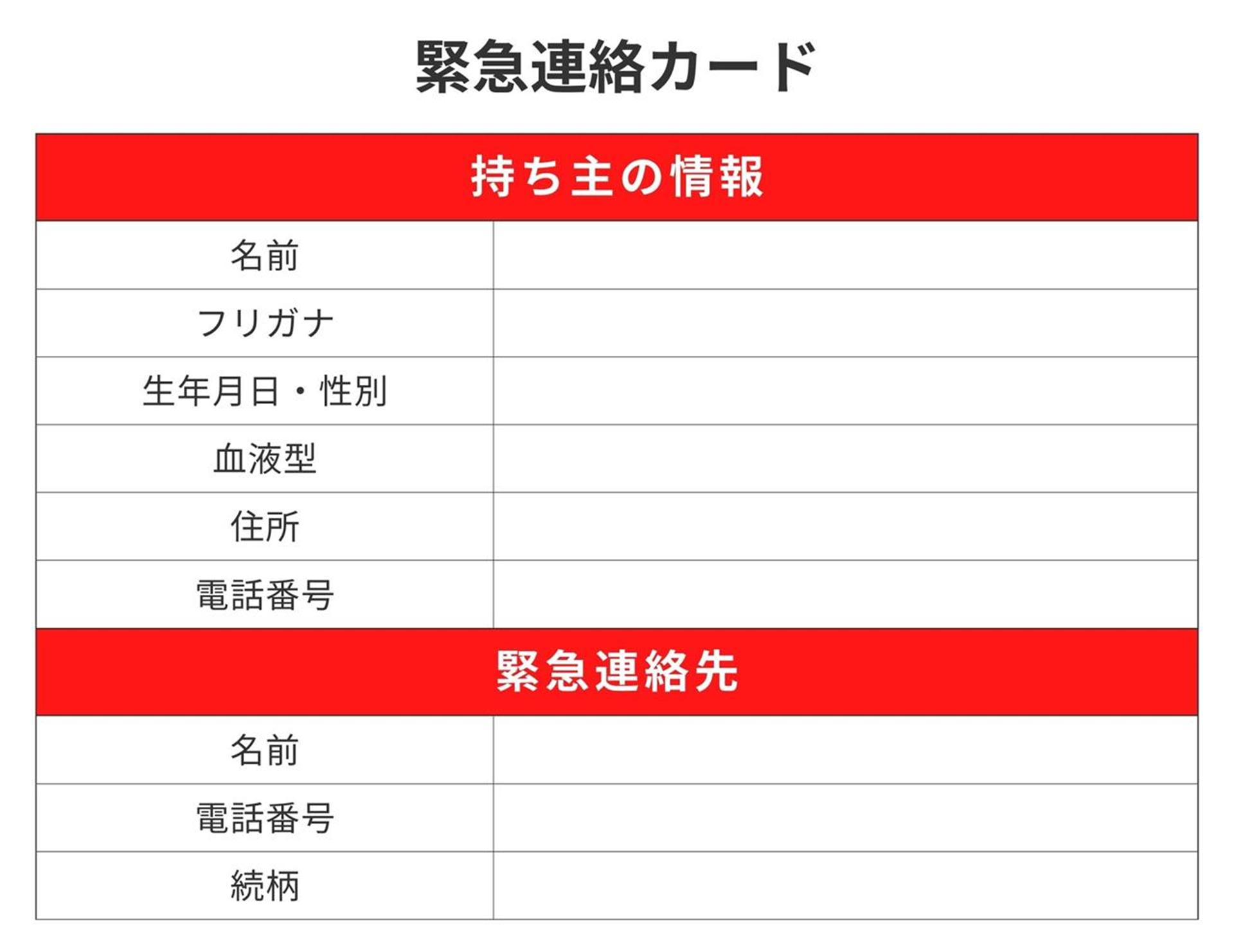 エマージェンシーカードを100均アイテムで自作してみる